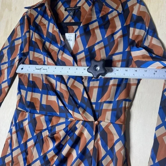 Banana Republic Long Sleeve Dress Satin Wrap Mini Dress Size 6 NWT - Picture 5 of 15